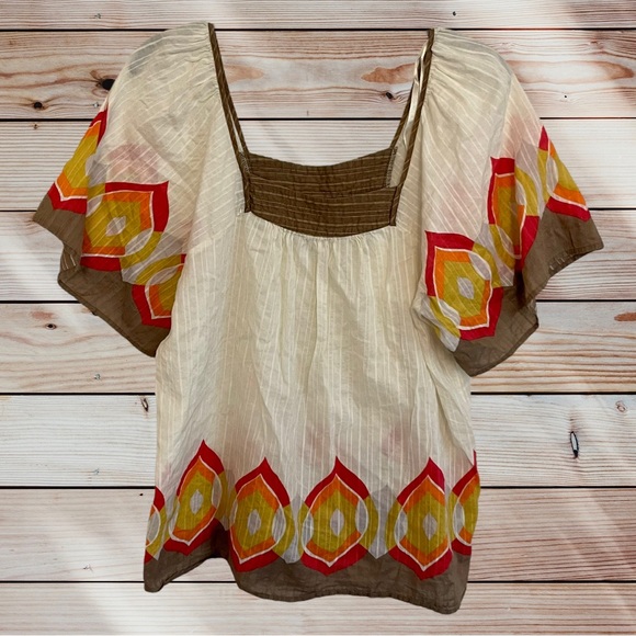 Mossimo Supply Co. Tops - Mossimo Flowy Gauzy Semi-Sheer Square Neck Peasant Top